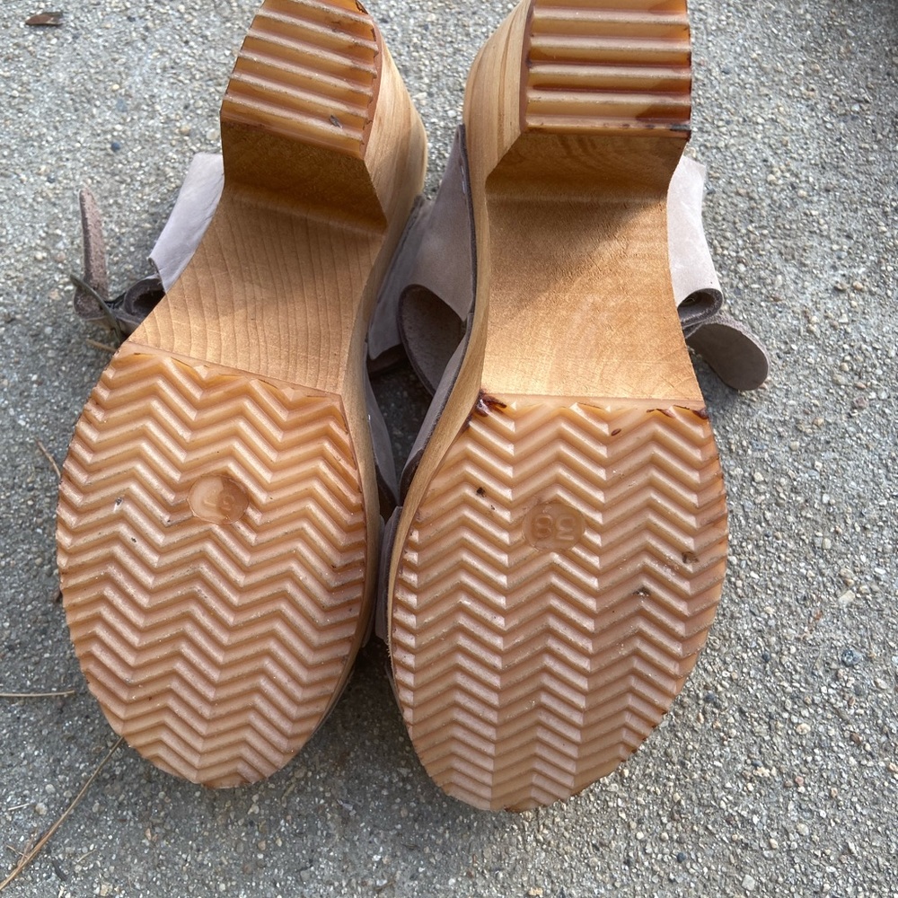 Suede Platform Clog Sandals in Taupe - Picture 5 of 6